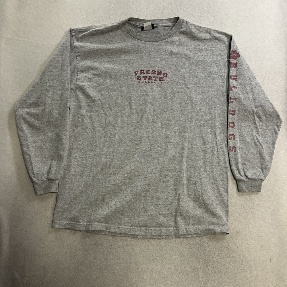 Vintage Fresno State Bulldogs JanSport Shirt Men's XL Gray Long Sleeve Logo Y2K